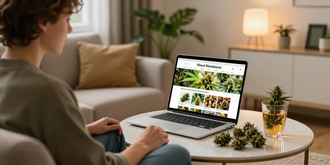 Discover weed online UK with a cozy home setup featuring strains and edibles.