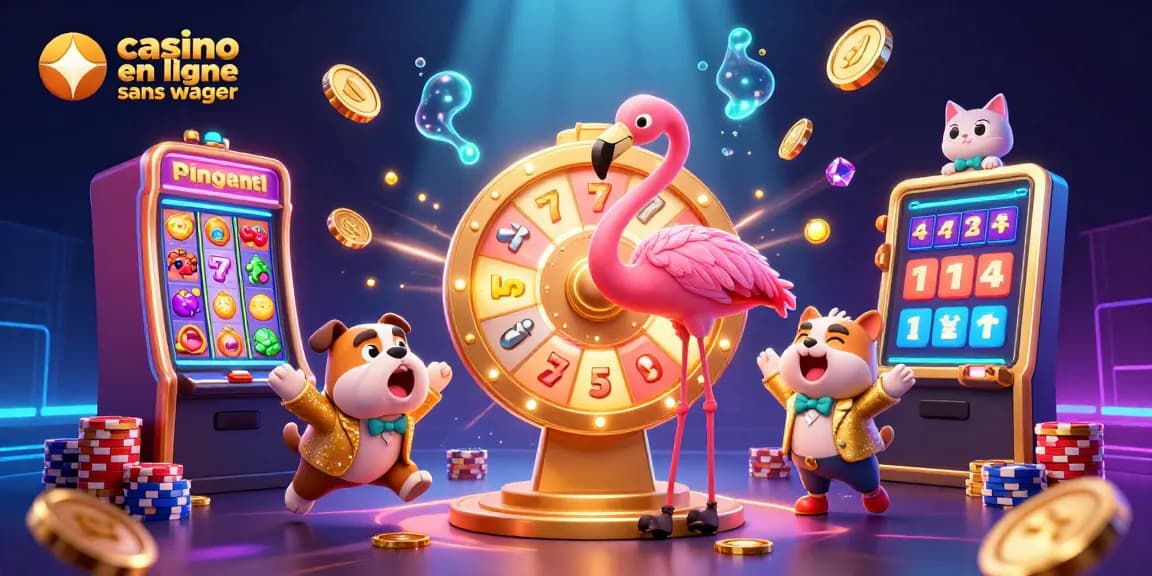 Gagnez aux jeux de casino en ligne sans wager avec ce visuel captivant montrant des cagnottes dynamiques et excitantes.