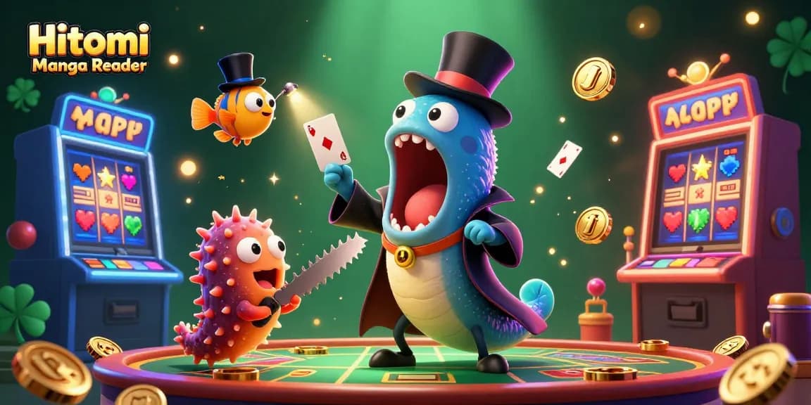 Experience the excitement of Hitomi Manga Reader with a vibrant 3D slot machine scene featuring whimsical sea creatures.