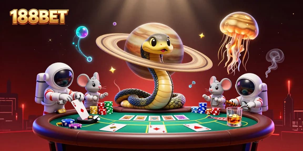 Experience the thrill of 188BET with vibrant casino action in a cosmic setting.