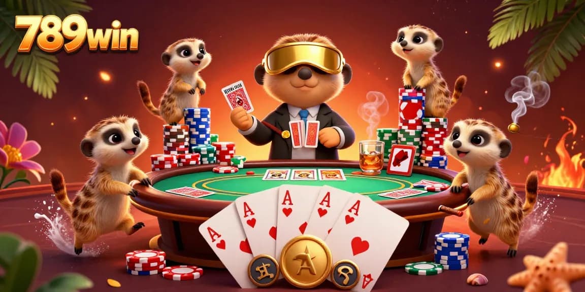 Experience thrilling gameplay action at 789win with a dynamic meerkat casino scene.