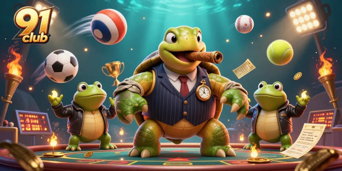 Engage in exciting games at 91 club with immersive visuals showcasing fun characters and dynamic elements.