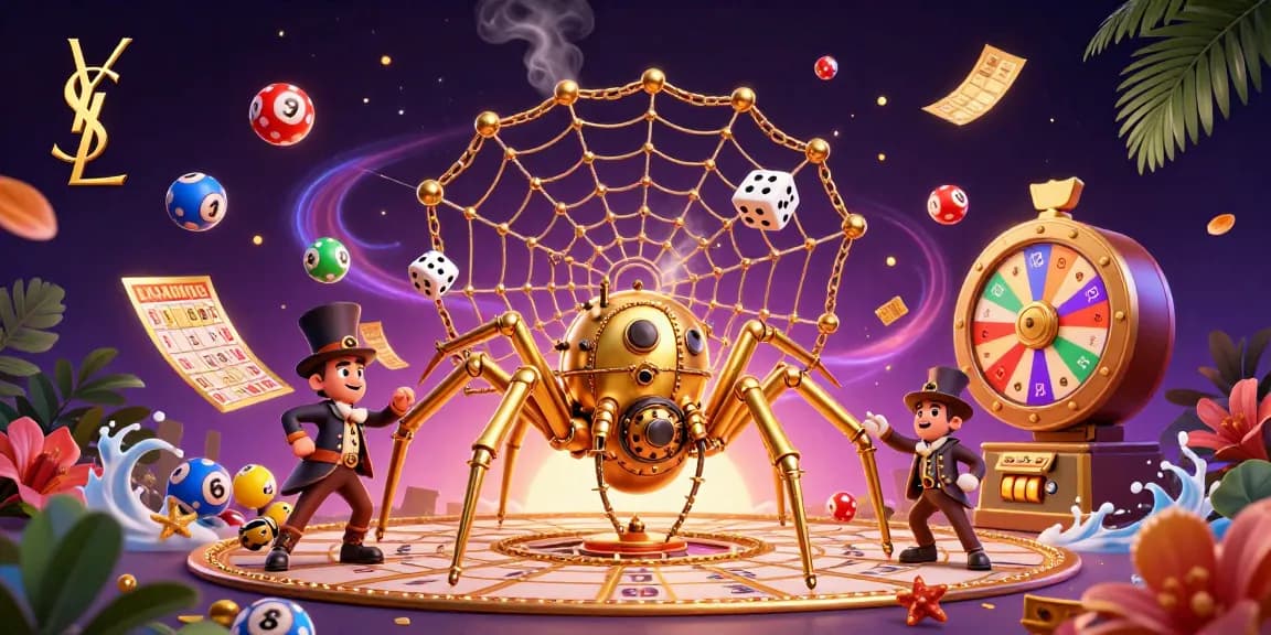 Engage with a vibrant ysl-themed casino scene featuring a dynamic steampunk spider.