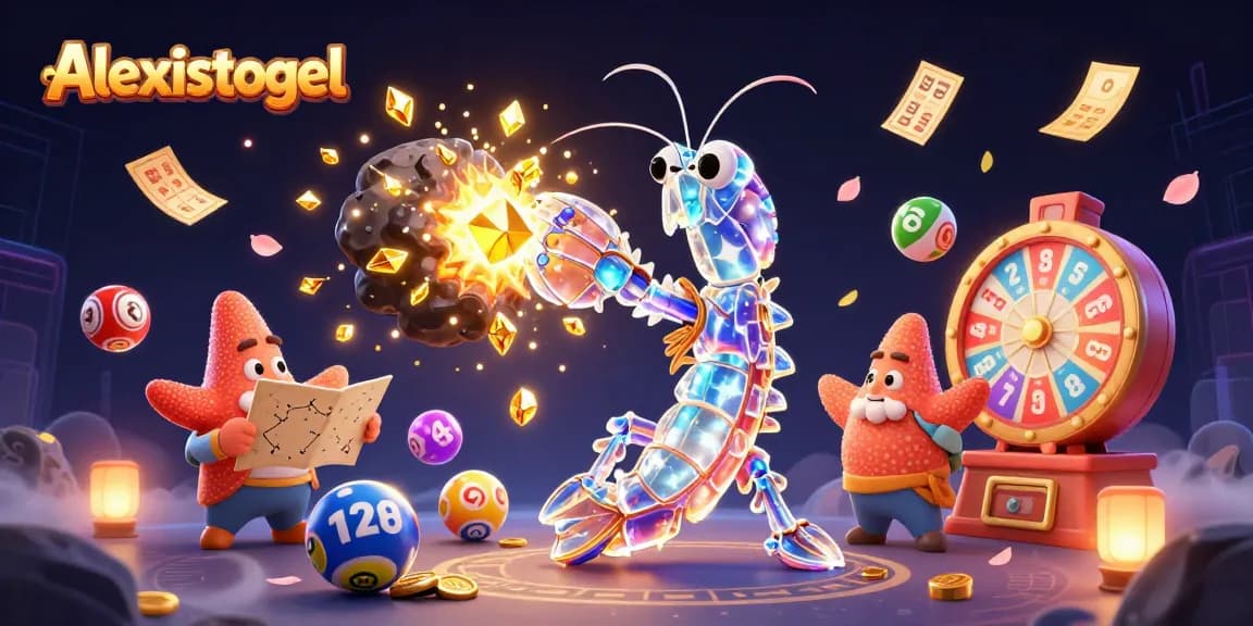 Aksi taruhan tepat dari Alexistogel yang ditampilkan dengan bola lotere berwarna-warni, kemenangan jackpot, dan atmosfer kasino yang menyenangkan.