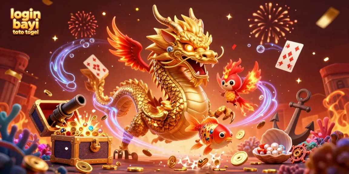 Engage with exciting gameplay in login bayi toto togel while enjoying a vibrant fantasy scene with a dragon and phoenix.