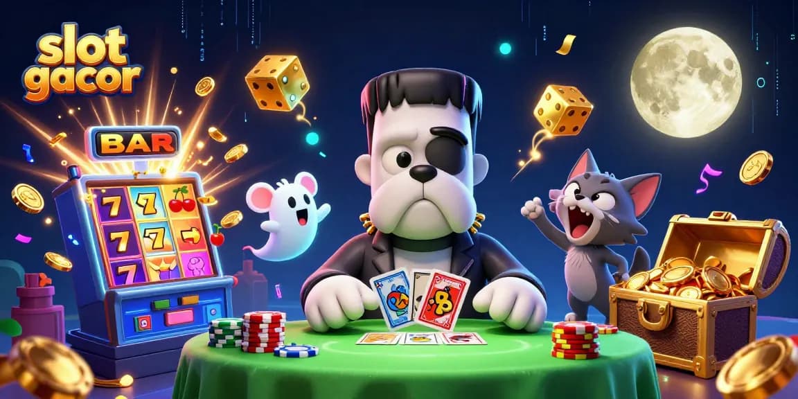Engage with slot gacor action featuring a playful character scene in a 3D casino environment.