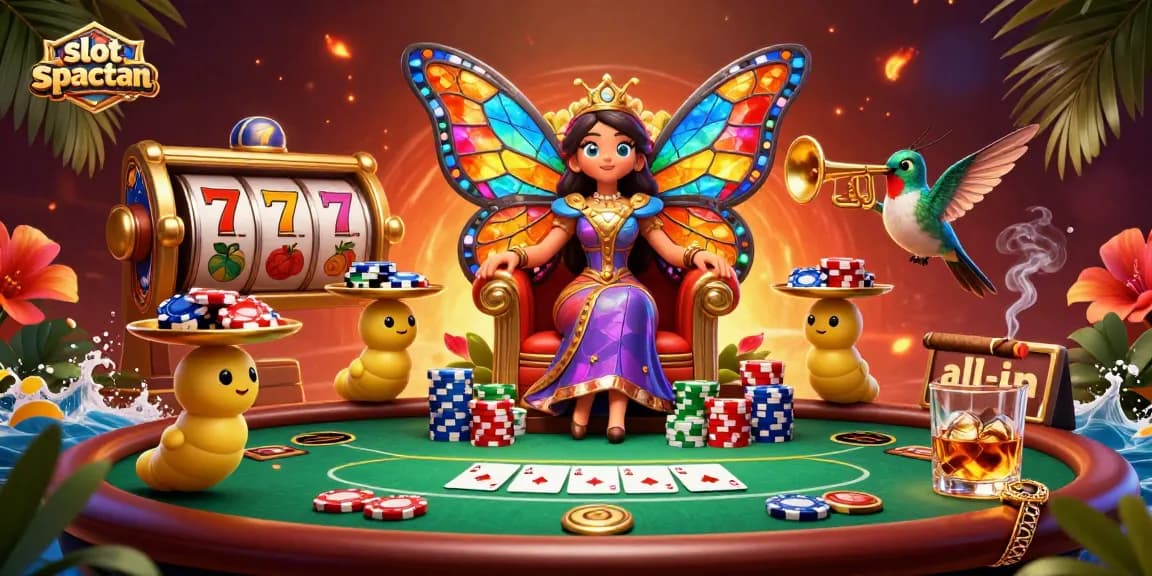 Engage with slot spaceman and colorful elements in an exhilarating 3D gambling scene.
