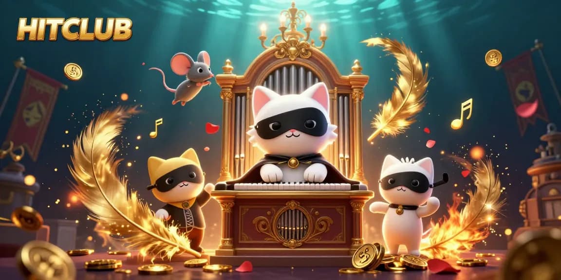 Experience thrilling gameplay at HITCLUB with a dynamic casino scene featuring enchanted characters and golden tokens.