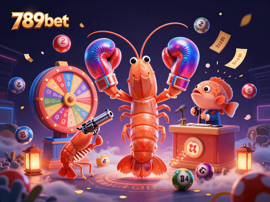 Experience thrilling gameplay at 789bet with vibrant lottery balls and a playful shrimp duo!