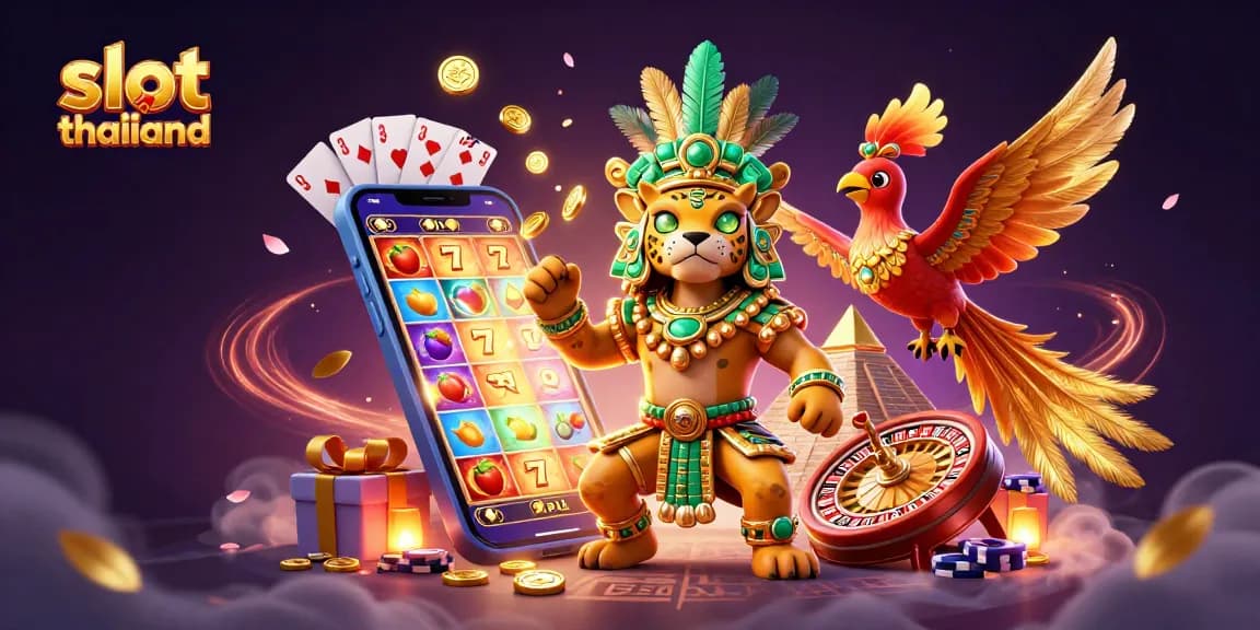 Spin to win on slot thailand with a vibrant 3D depiction of a Mayan jaguar and thrilling game elements.