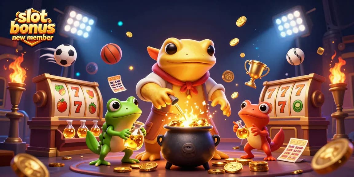 Experience exciting slots with the slot bonus new member in a vibrant casino scene featuring magical elements.