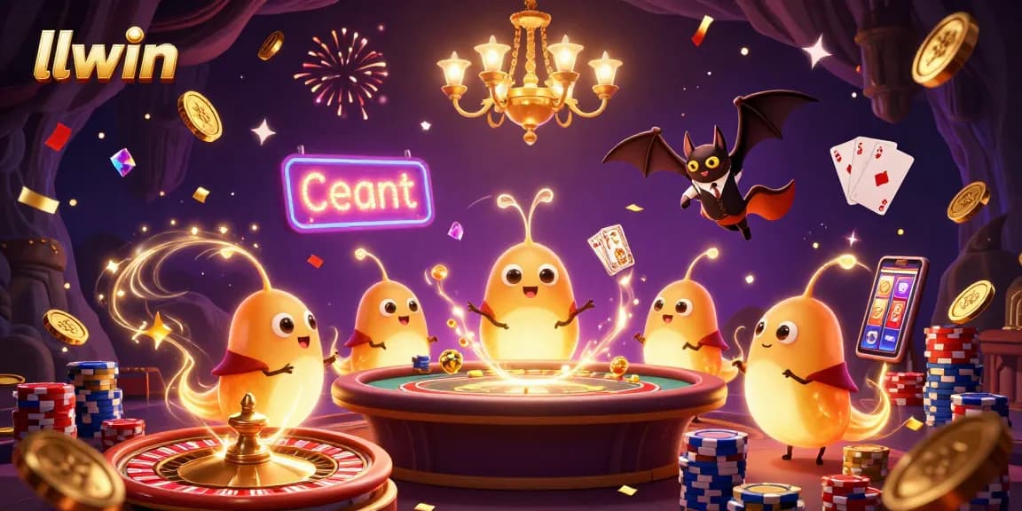 llwin illuminates a vibrant casino scene with glowing glowworms, showcasing dynamic gaming elements and excitement