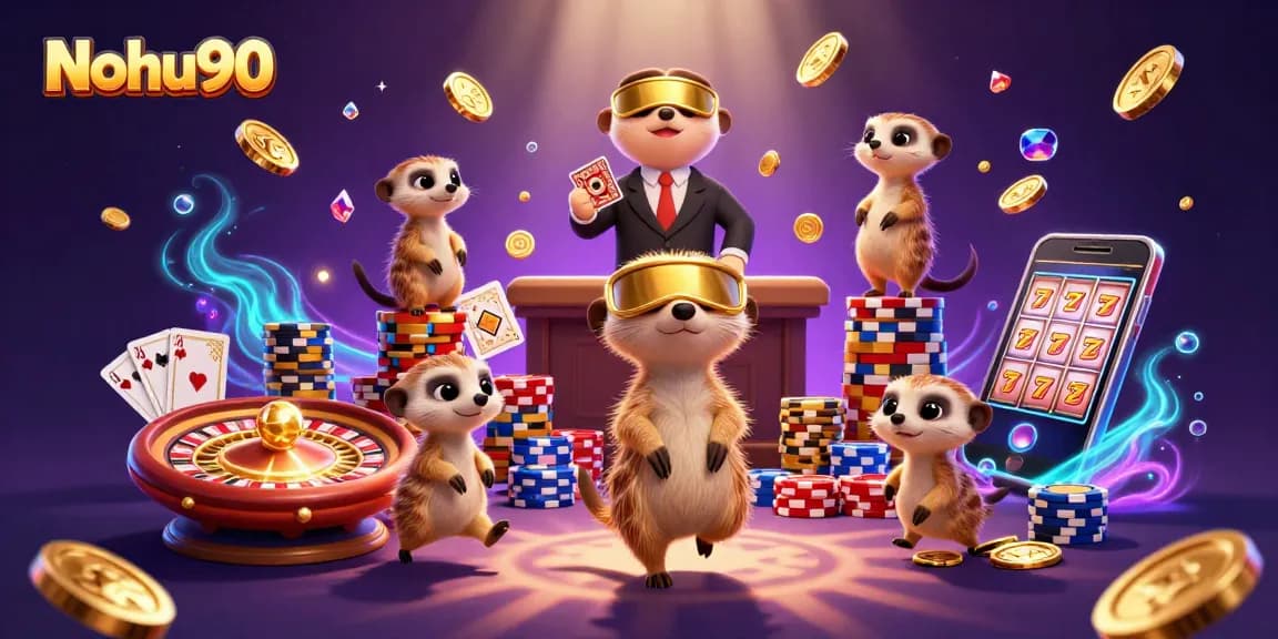 Nohu90 captivates with engaging meerkat-themed casino action, featuring animated characters and vibrant gaming elements.