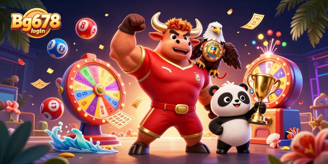 Engage in the excitement of Bg678 login with vibrant lottery balls and winning characters!