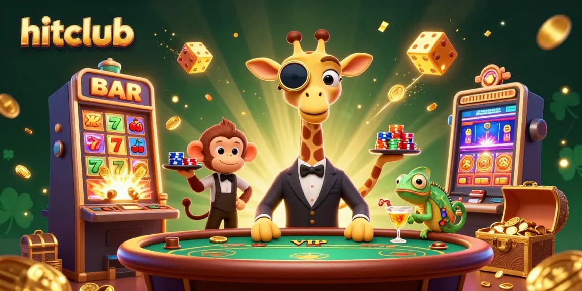 Win big with hitclub in this vibrant casino scene filled with exciting game elements.