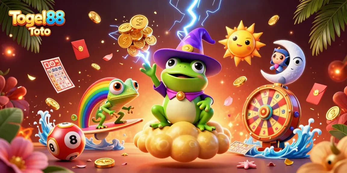 Togel88 Toto offers an exciting lottery experience with engaging characters and vibrant gaming elements.