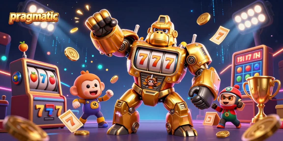 Engage with pragmatic slot machines, showcasing golden gorilla mech's thrilling gameplay.