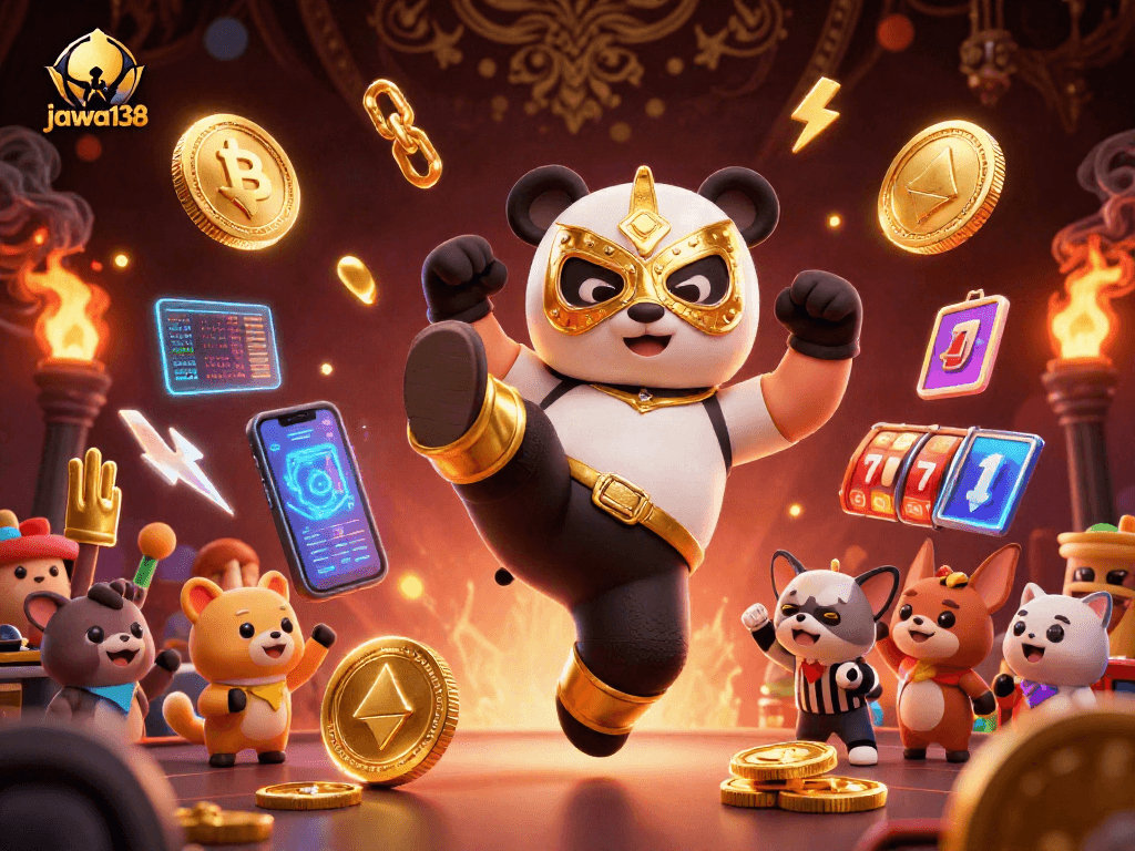 Experience winning thrills with jawa138 as an animated panda wrestler kicks through the casino!