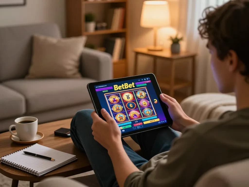 Experience dynamic gameplay with BetBet's online casino app on a cozy couch, engaging and strategic.