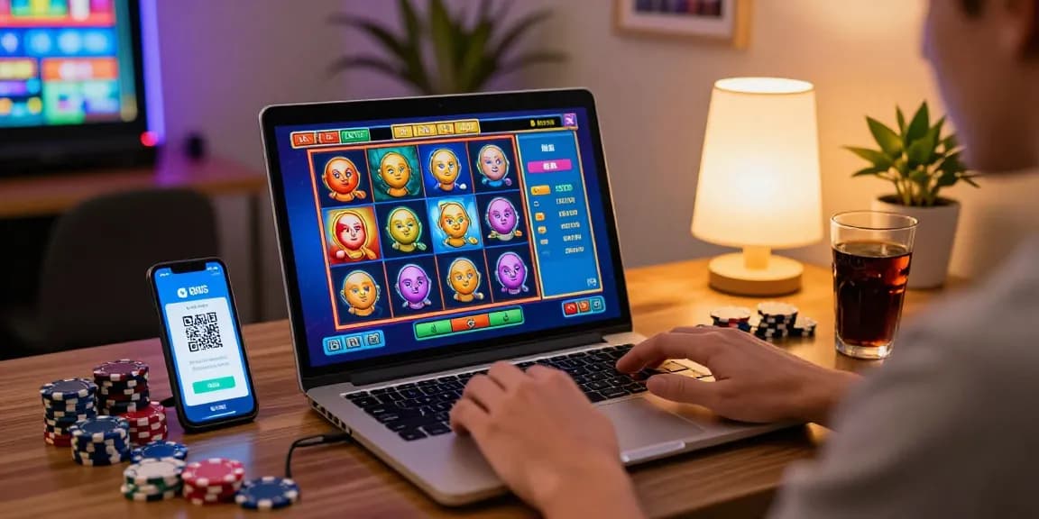 Dynamic slot deposit 1000 gaming setup at home with digital interface and vibrant graphics.
