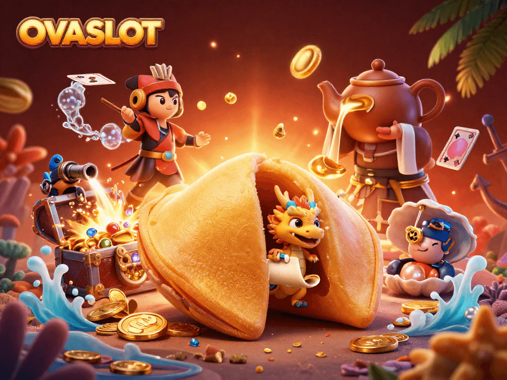 Engage in thrilling gameplay with OVASLOT's golden fortune cookie adventure filled with luck and riches.