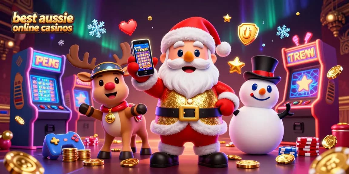 Spin the reels at the best aussie online casinos with Santa and friends enjoying the jackpot slots.