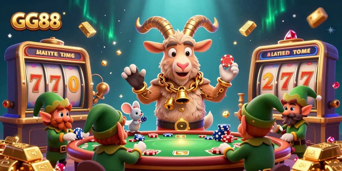 Experience the thrilling atmosphere of GG88's online casino with festive characters and vibrant gameplay.