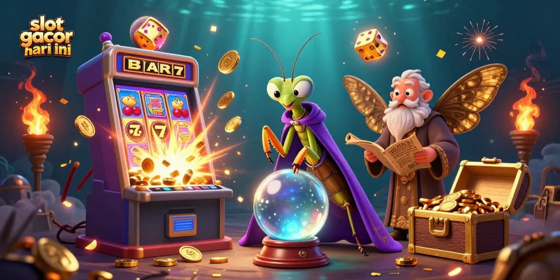 Experience slot gacor hari ini with lively characters interacting in a magical casino scene.