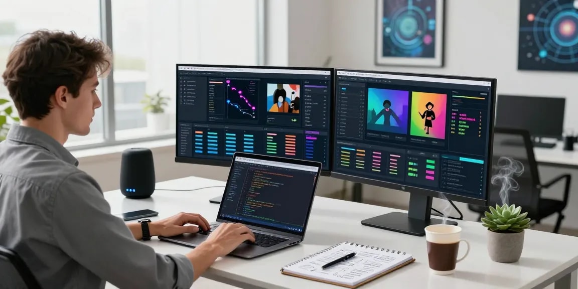 AI detector in use at a modern workspace for content moderation and analytics.