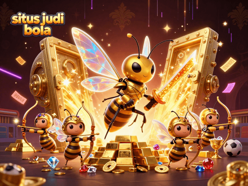 Experience thrilling sports betting action with situs judi bola featuring a 3D cartoon giant hornet and dynamic action.