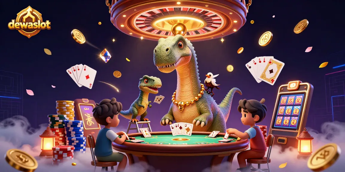 Slot777 dewaslot menampilkan ilustrasi kasino 3D dengan berbagai elemen permainan yang menarik.