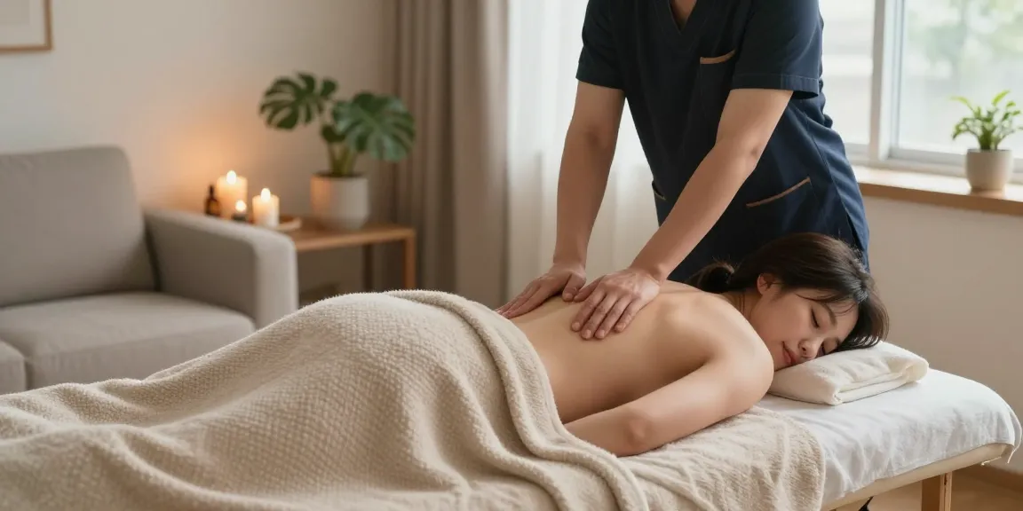 Experience a soothing 남양주출장마사지 in a serene living space, highlighting relaxation and professional care.