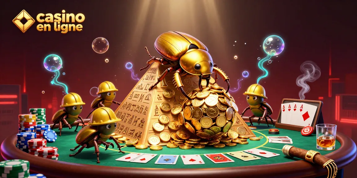 Jouer à des jeux au casino en ligne avec une scène dynamique de coléoptères dorés.