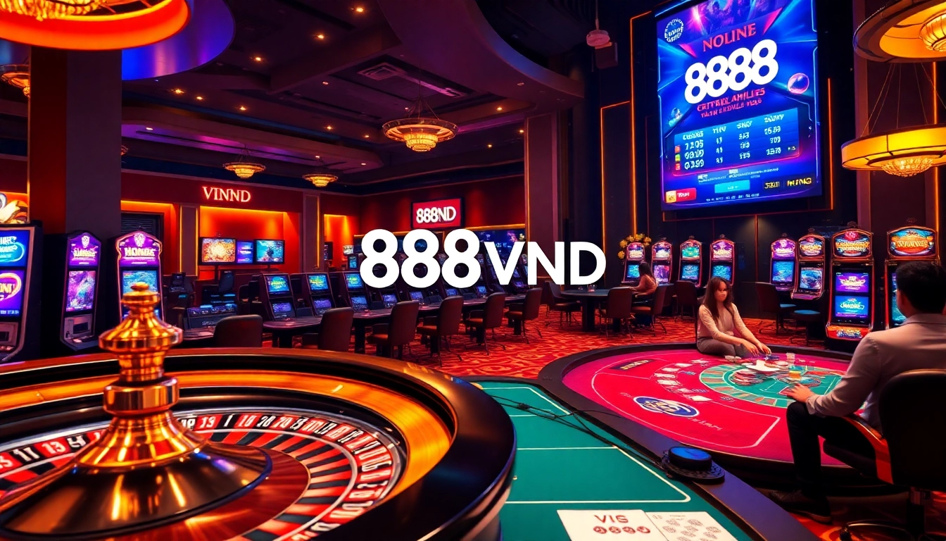 Experience the thrill of gambling with 888VND in a luxurious casino setting.