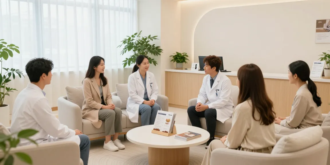 Consultation at 영통한의원 with friendly healthcare professionals in a modern wellness clinic.