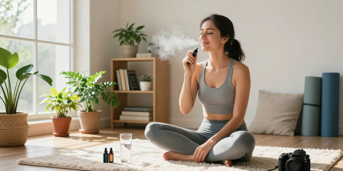 Disposable THC vape showcased in a serene wellness lifestyle scene with plants and natural light, emphasizing purity and quality.