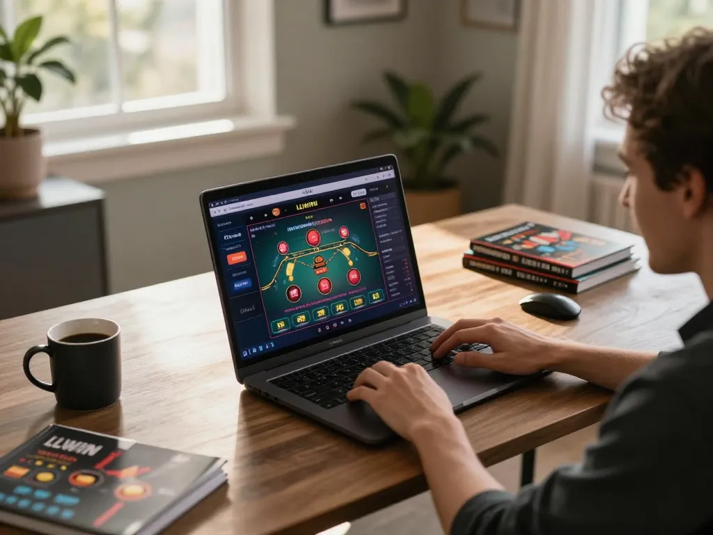 Experience the LLWIN Function in action as a player engages in live dealer gaming from home, showcasing strategic gameplay.