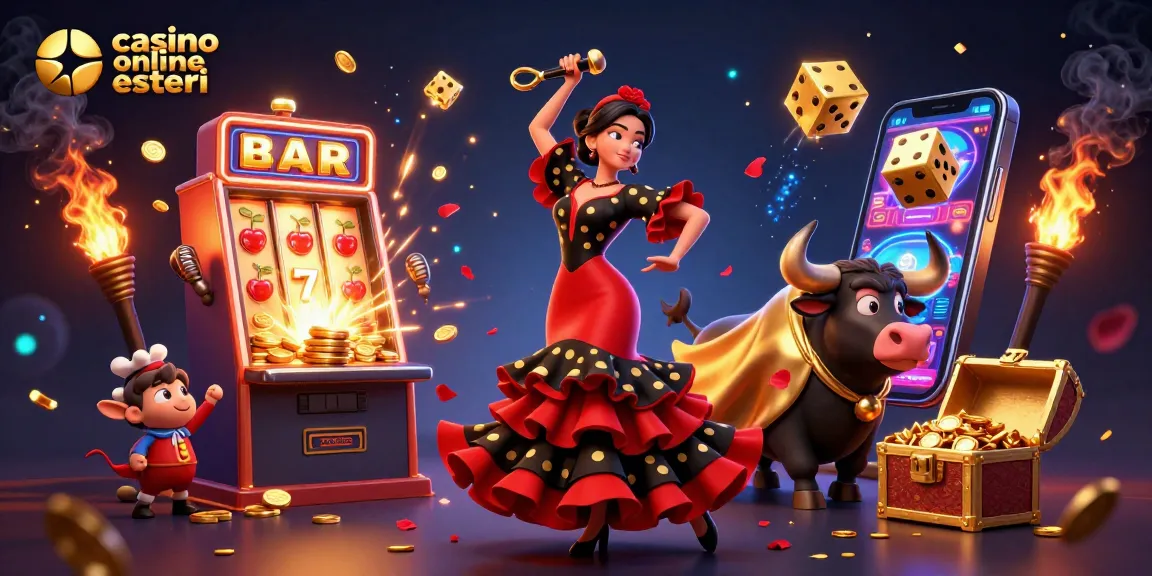 Vivi l'emozione dei casino online esteri con un'illustrazione vibrante che presenta una donna straordinaria e un toro combattente.