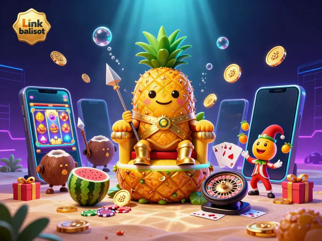 Engage in exciting gaming with the vibrant scene featuring Link balislot characters at a lively beach casino.
