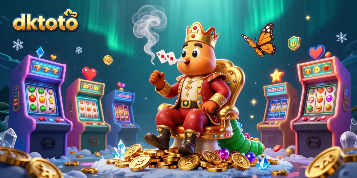 Engage with dktoto through dynamic poker hand symbols and vibrant casino elements in a captivating 3D scene.