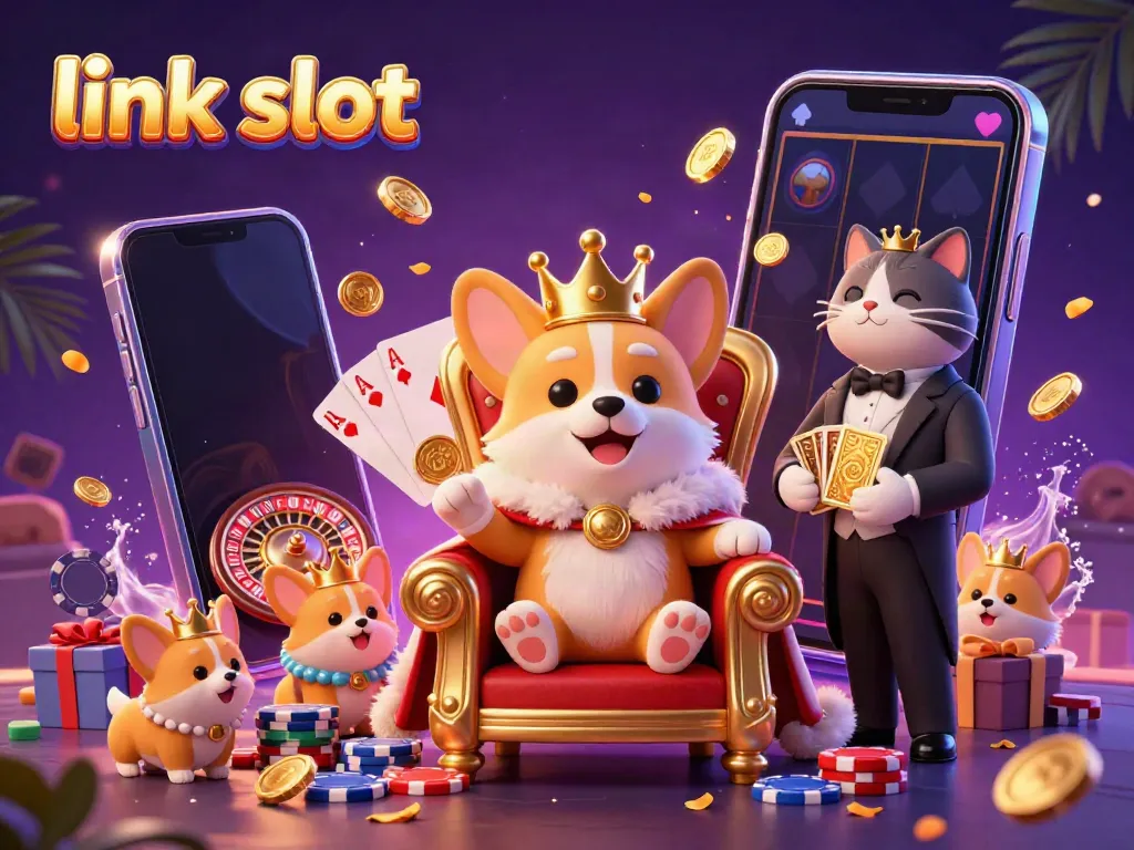 Menangkan jackpot dengan link slot yang memukau dalam ilustrasi 3D penuh warna yang menampilkan karakter kasino.
