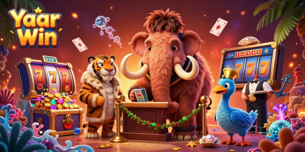 Experience the excitement of Yaar Win casino with engaging characters and vibrant gaming elements.