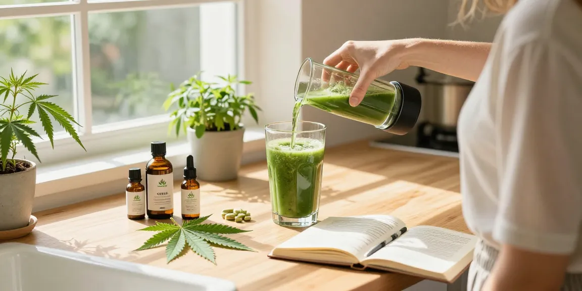 Where to buy hash CBD products displayed in a bright kitchen with fresh hemp and wellness essentials, emphasizing quality and natural wellness.
