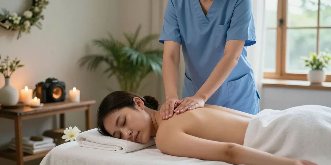 Relaxing Swedish massage therapy session in serene spa setting, highlighting wellness and rejuvenation.
