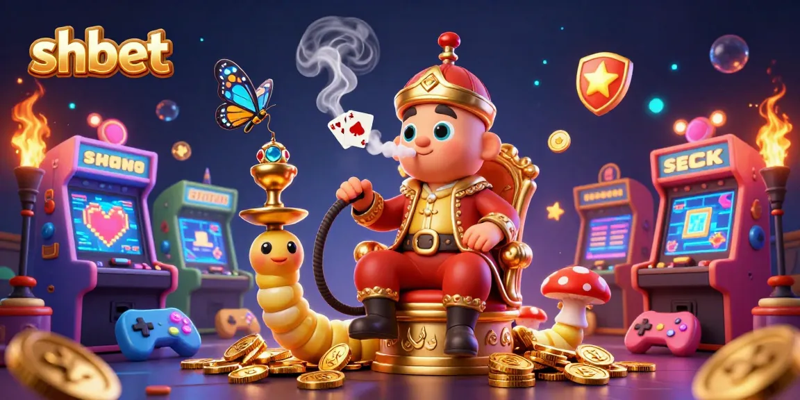 Engage in thrilling action with shbet's vibrant casino-themed illustration featuring a unique hookah-master character.