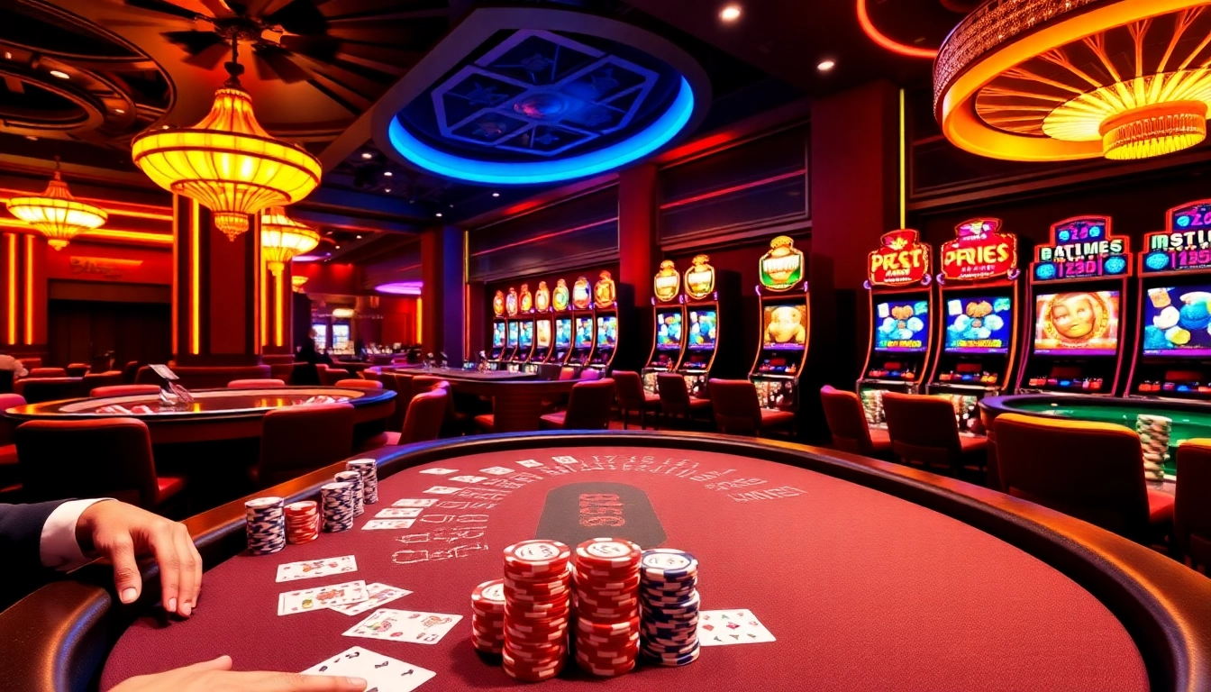 Engaging scene of high-stakes poker at b52club, featuring excited players and colorful chips.