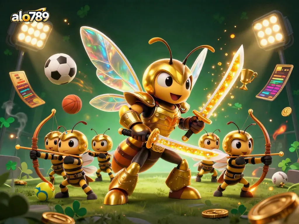 Catch thrilling action at ALO789 as bees in samurai armor fight in a colorful gambling scene.