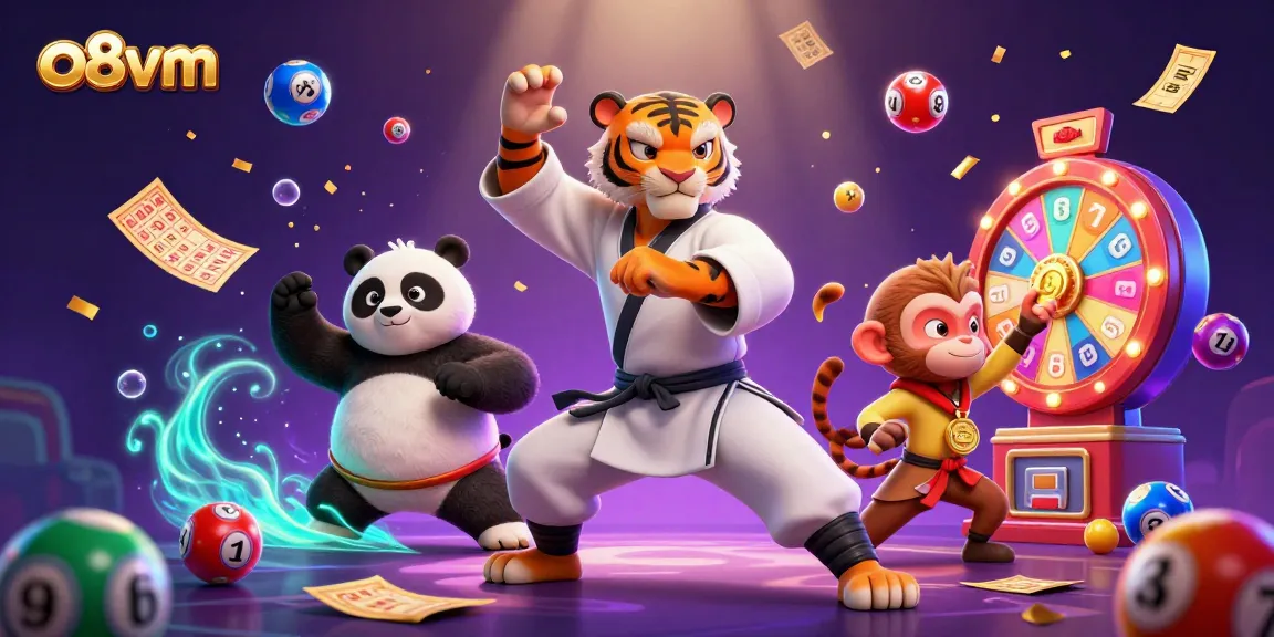 Experience thrilling gameplay at o8vm with a lively scene of a kung fu tiger and vibrant gaming elements.