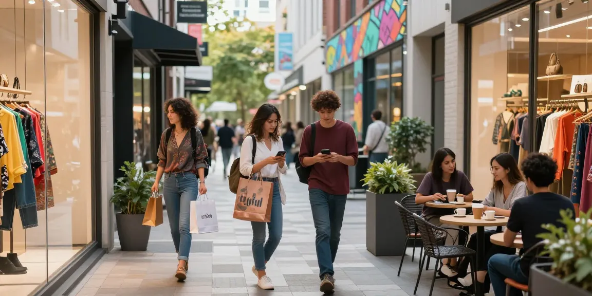 Shopping experience in an urban district with friends, focusing on https://forumup.org/shop/search.php?ca_id=&addr1=&addr2=&addr3=&schKeyword= and vibrant boutique interactions.