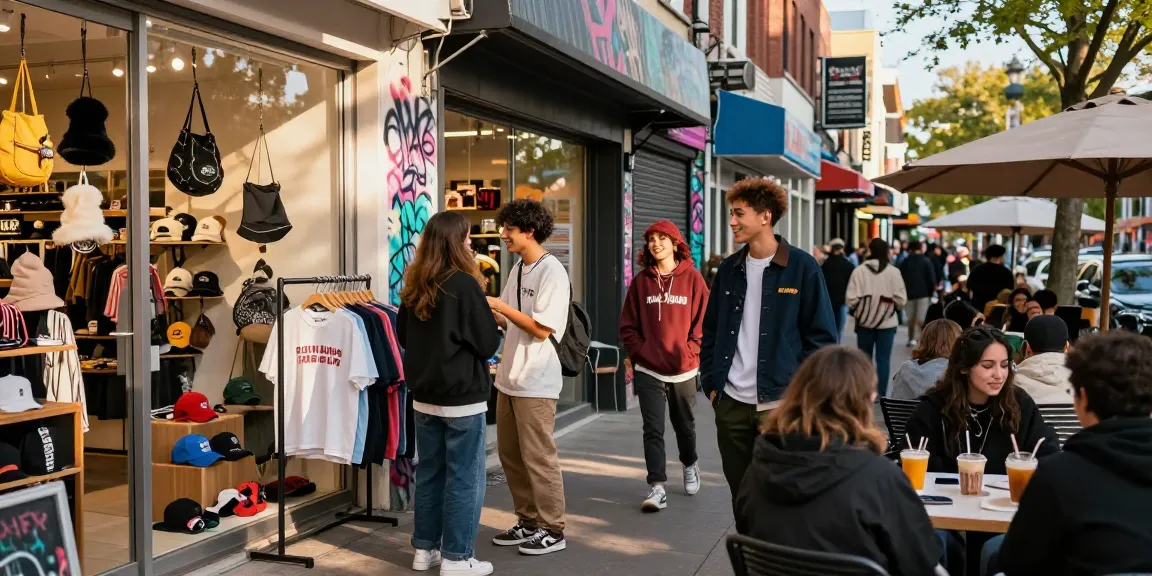 Stylish young adults explore 레플리카 fashion trends in vibrant urban setting.